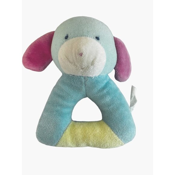 VTG Bantam Plush Baby Rattle Puppy Dog Pastel Infant Toy Lovey - Picture 1 of 5